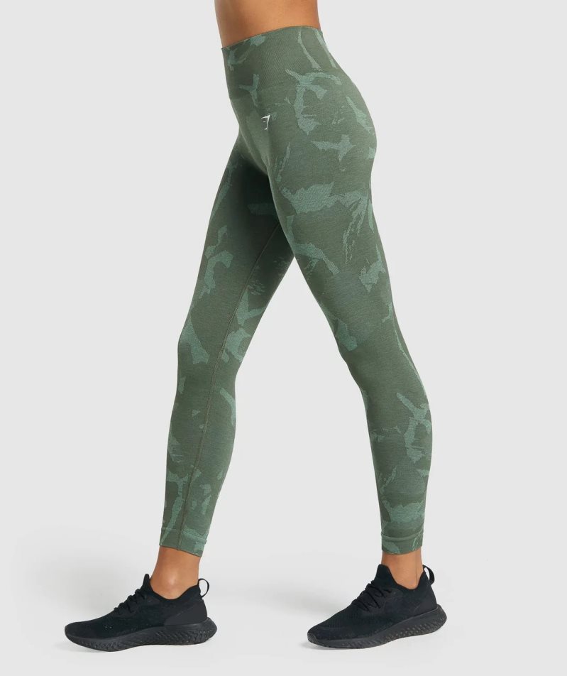 Women's Gymshark Adapt Camo Seamless Leggings Green | NZ 5VYNGW